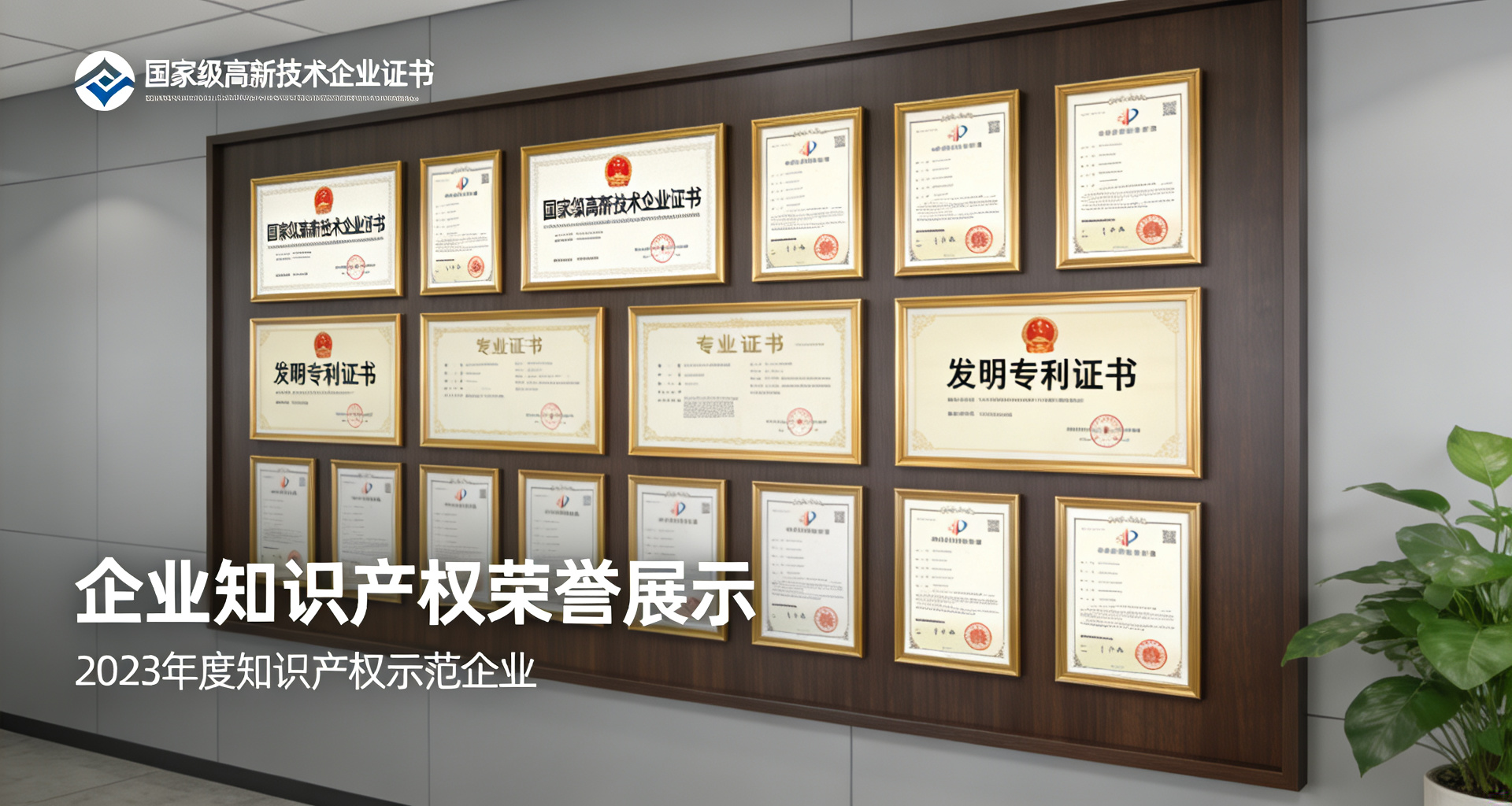 企业荣誉证书墙